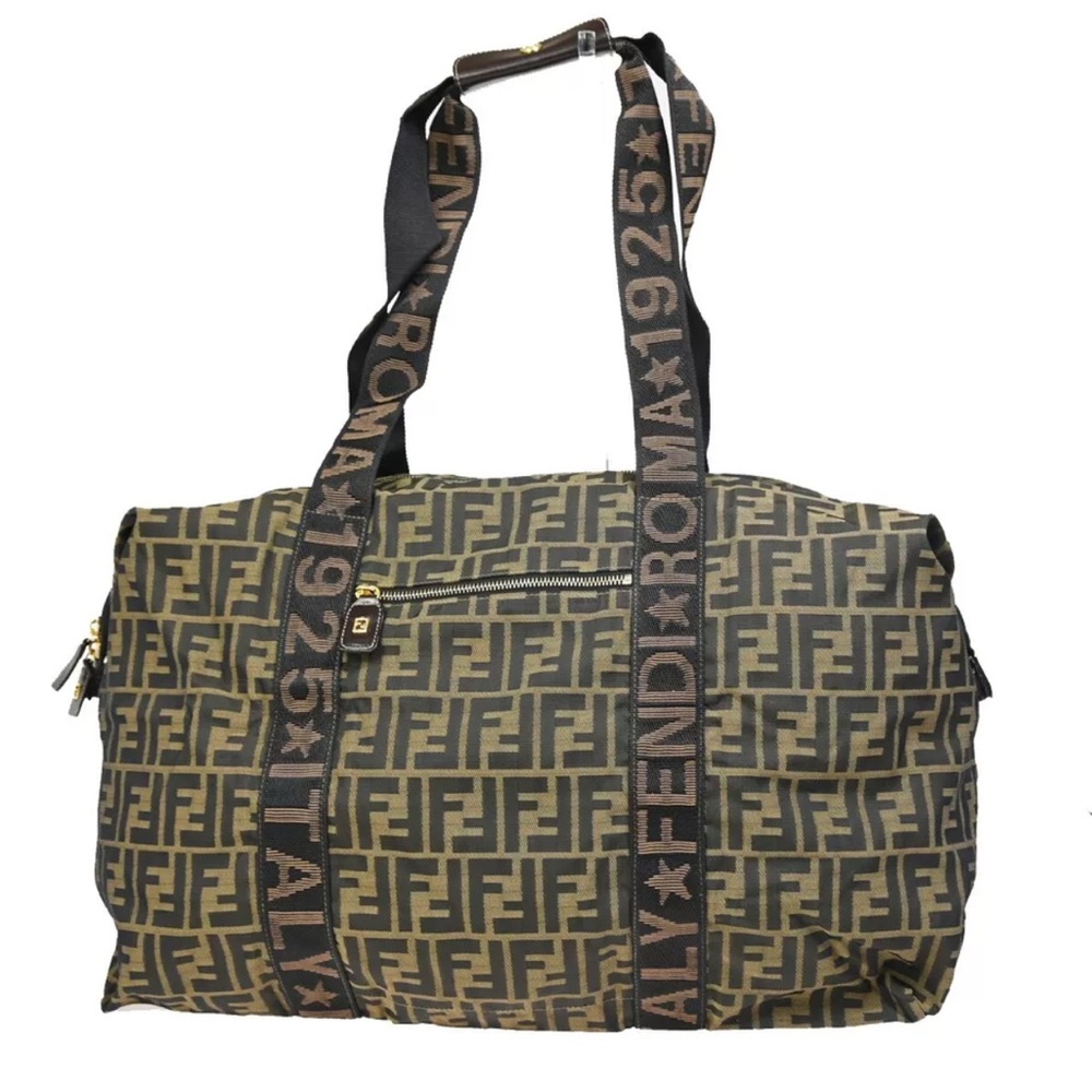 Fendi Brown and Black Logo Duffel Bag
